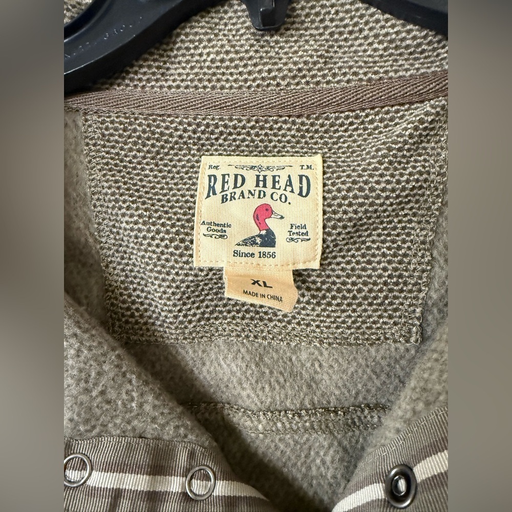 RedHead Sweater Mens X-Large Taupe Brown Heathered Henley Neckline Pullover XL - Picture 2 of 4